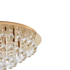 Lindby Deckenleuchte Gillion, 8-flg., gold, Kristall, Ø 55cm