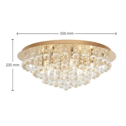 Lindby Deckenleuchte Gillion, 8-flg., gold, Kristall, Ø 55cm