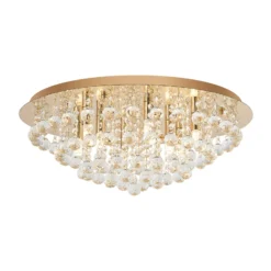 Lindby Deckenleuchte Gillion, 8-flg., gold, Kristall, Ø 55cm