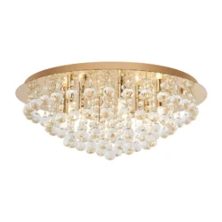 Lindby Deckenleuchte Gillion, 8-flg., gold, Kristall, Ø 55cm