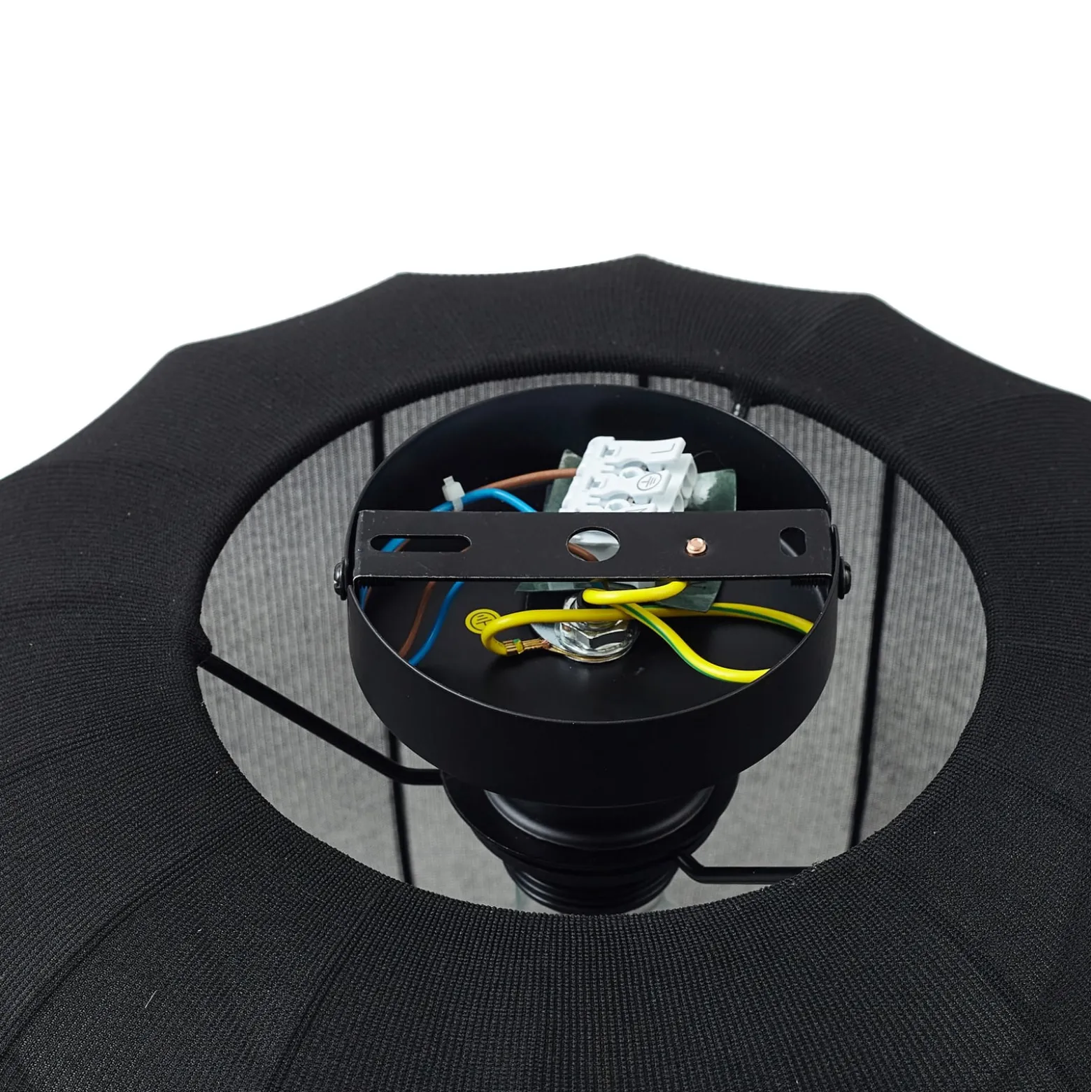 Lindby Deckenleuchte Helin, schwarz, Stoff, Ø 35 cm
