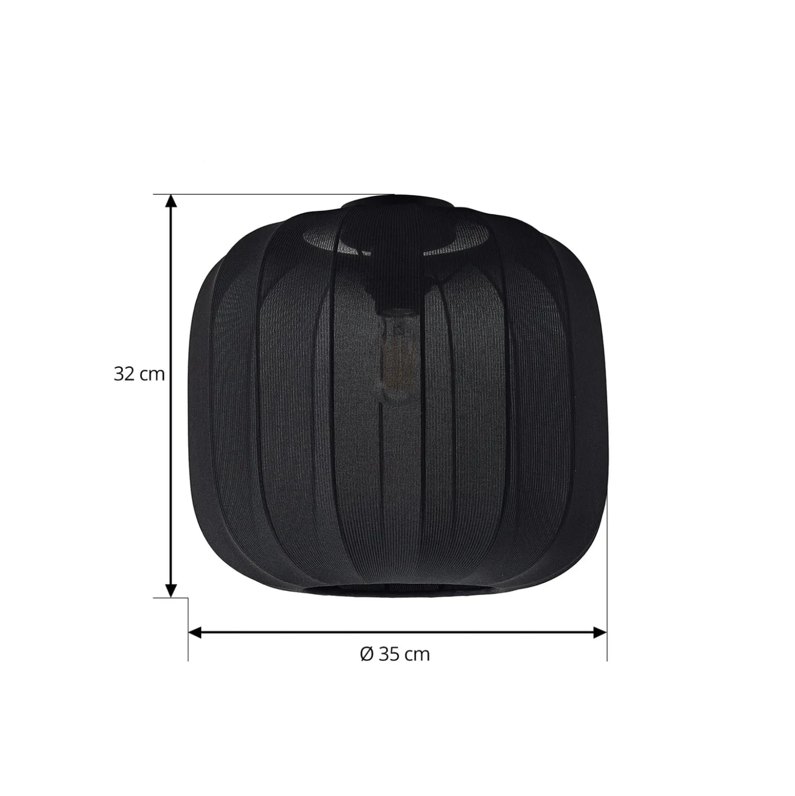 Lindby Deckenleuchte Helin, schwarz, Stoff, Ø 35 cm