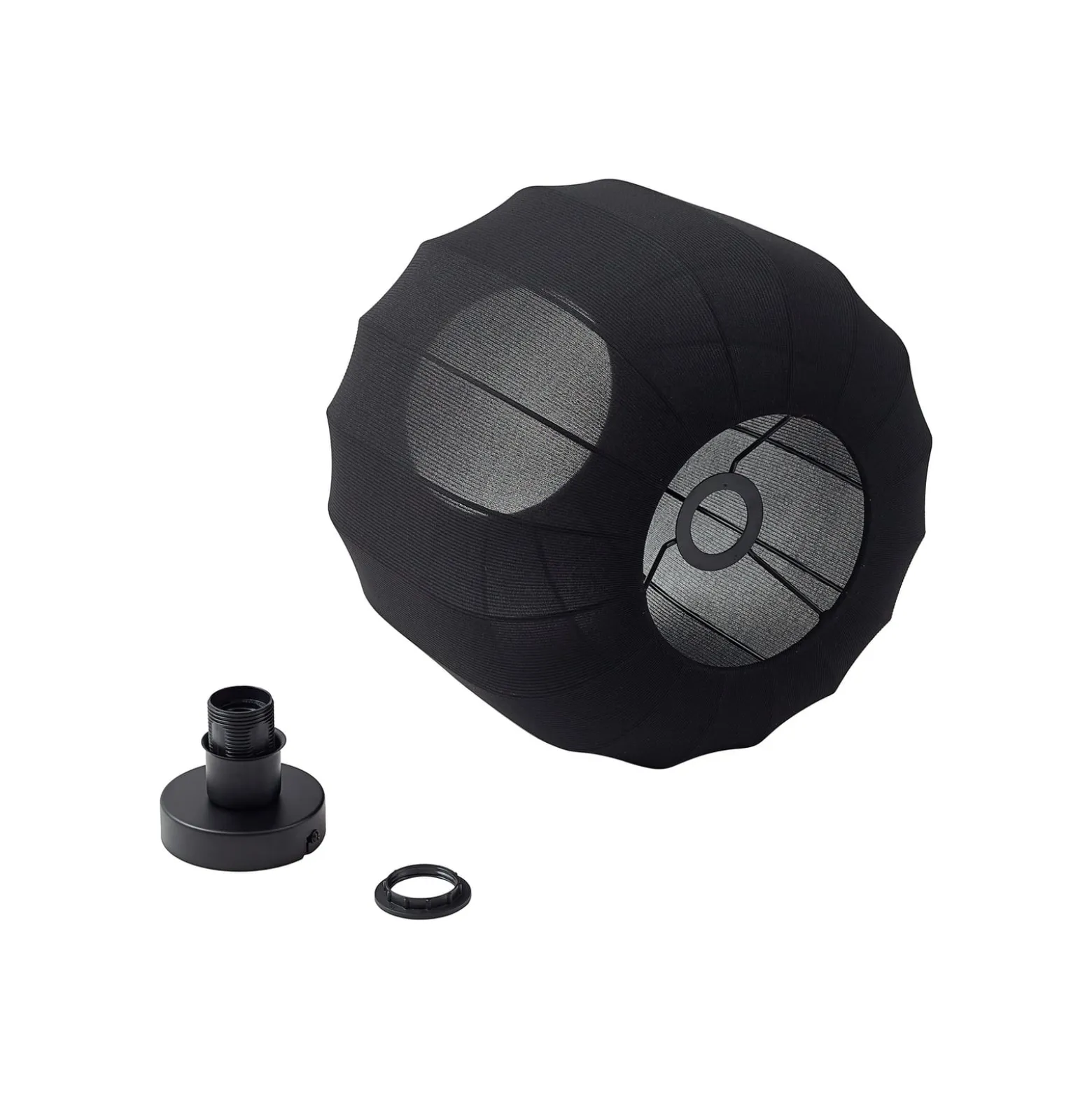 Lindby Deckenleuchte Helin, schwarz, Stoff, Ø 35 cm