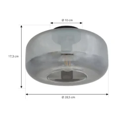 Lindby Deckenleuchte Hildur, Ø 28,5 cm, rauchgrau, Glas
