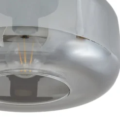 Lindby Deckenleuchte Hildur, Ø 28,5 cm, rauchgrau, Glas