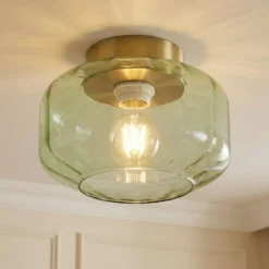 Lindby Deckenleuchte Hildur, grün, Glas, Ø 22 cm