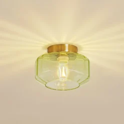 Lindby Deckenleuchte Hildur, grün, Glas, Ø 22 cm