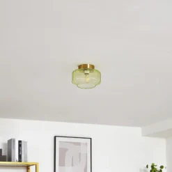 Lindby Deckenleuchte Hildur, grün, Glas, Ø 22 cm