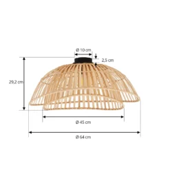 Lindby Deckenleuchte Ilajus, Ø 64 cm, Bambus, E27