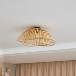 Lindby Deckenleuchte Ilajus, Ø 64 cm, Bambus, E27