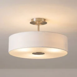 Lindby Deckenleuchte Josia, weiß, Stoff, Ø 47 cm, E27