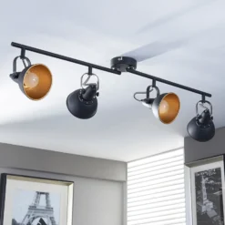 Lindby Deckenleuchte Julin, 85 cm, 4-flammig, schwarz-gold