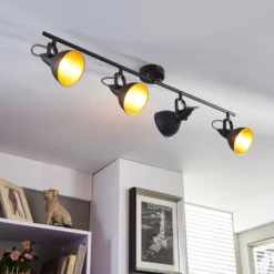 Lindby Deckenleuchte Julin, 85 cm, 4-flammig, schwarz-gold