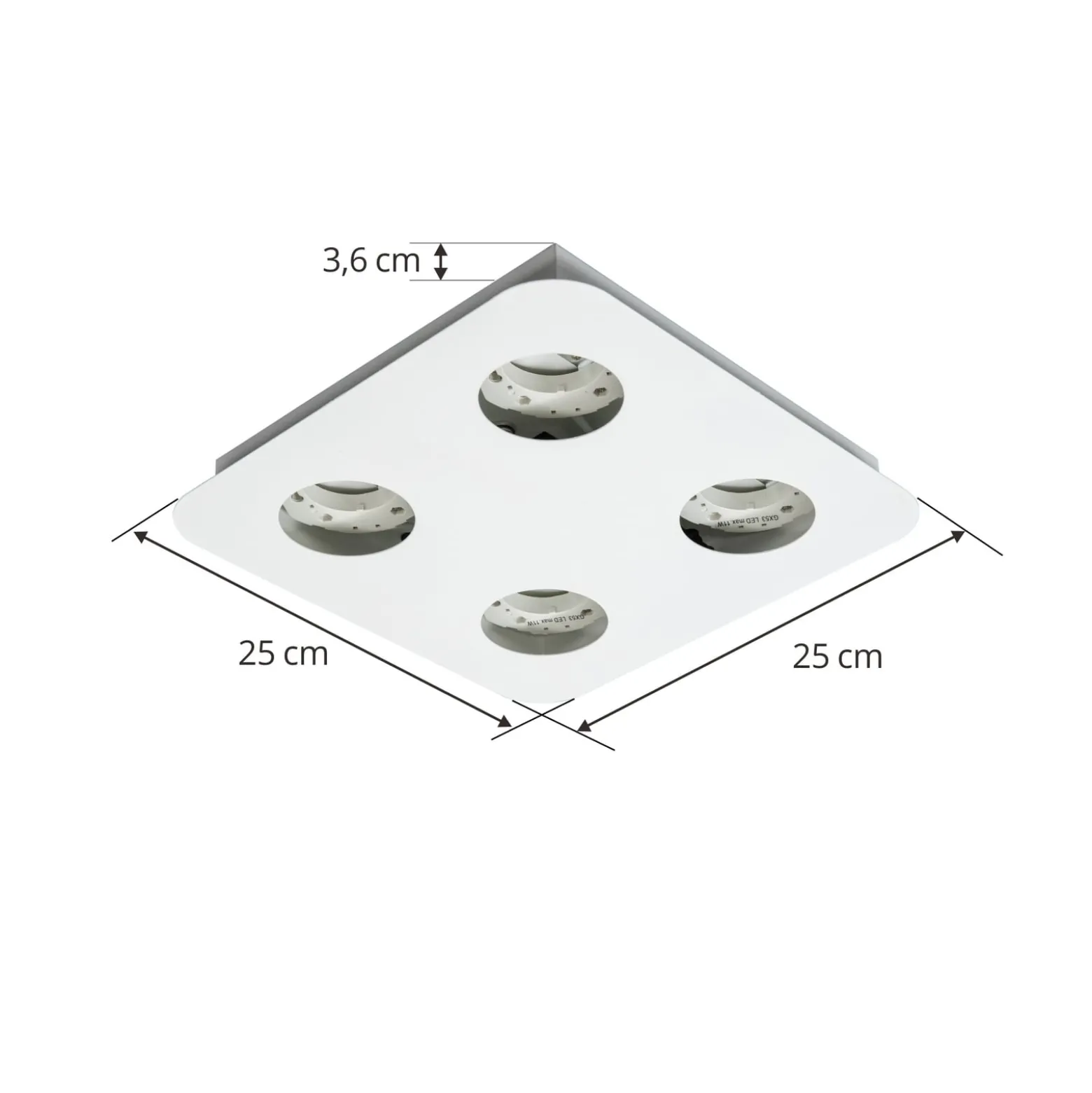 Lindby Deckenleuchte Jyla, weiß matt, 25 x 25 cm, 4-flammig