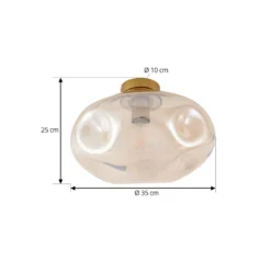 Lindby Deckenleuchte Lelia, amber, Glas, Ø 35 cm