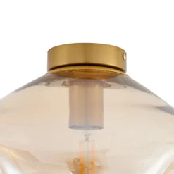 Lindby Deckenleuchte Lelia, amber, Glas, Ø 35 cm