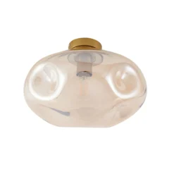 Lindby Deckenleuchte Lelia, amber, Glas, Ø 35 cm
