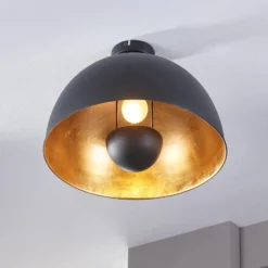Lindby Deckenleuchte Lya, Ø 40 cm, schwarz-gold, Metall