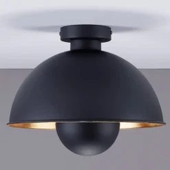 Lindby Deckenleuchte Lya, Ø 31 cm, schwarz-gold, Metall, E27