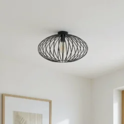 Lindby Deckenleuchte Maivi, schwarz, 50 cm, Eisen, Käfig