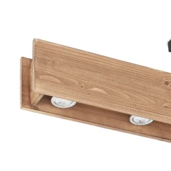 Lindby Deckenleuchte Malwin, GU10, 100 cm lang, 6-flg., Holz