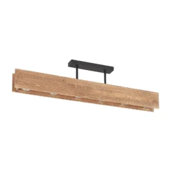Lindby Deckenleuchte Malwin, GU10, 100 cm lang, 6-flg., Holz