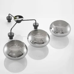 Lindby Deckenleuchte Navidia, Ø 67 cm, schwarz, Rauchglas
