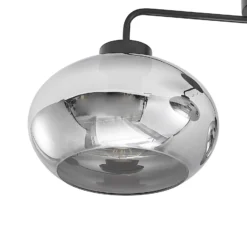 Lindby Deckenleuchte Navidia, Ø 67 cm, schwarz, Rauchglas