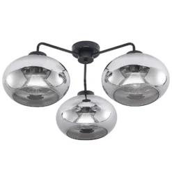 Lindby Deckenleuchte Navidia, Ø 67 cm, schwarz, Rauchglas
