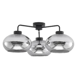 Lindby Deckenleuchte Navidia, Ø 67 cm, schwarz, Rauchglas