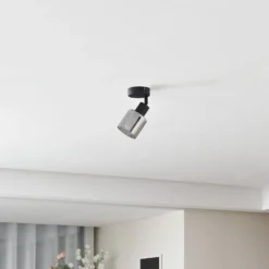 Lindby Deckenleuchte Netty, 1-flammig, grau, Glas