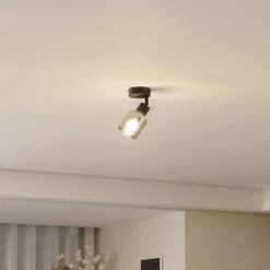 Lindby Deckenleuchte Netty, 1-flammig, grau, Glas