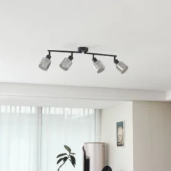 Lindby Deckenleuchte Netty, 4-flammig, grau, Glas