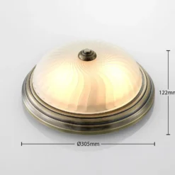 Lindby Deckenleuchte Pakka, messingfarben, Glas, 31 cm, E27