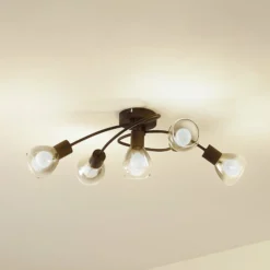 Lindby Deckenleuchte Pendura, 5-flammig, schwarz, Glas