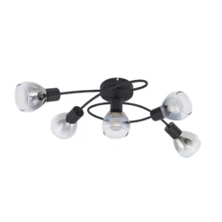 Lindby Deckenleuchte Pendura, 5-flammig, schwarz, Glas