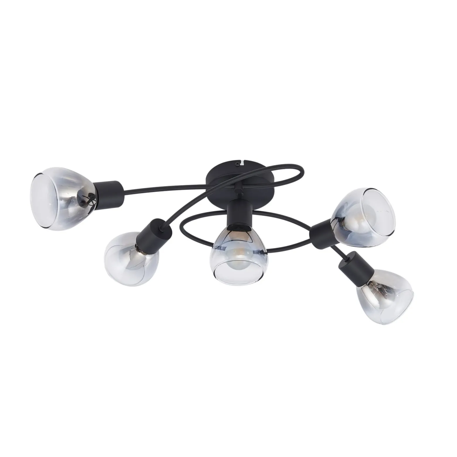 Lindby Deckenleuchte Pendura, 5-flammig, schwarz, Glas