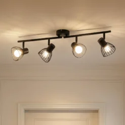 Lindby Deckenleuchte Piena, schwarz, 4-flg., Metall, 70cm