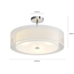 Lindby Deckenleuchte Pikka, weiß, Textil, Ø 50 cm, E27