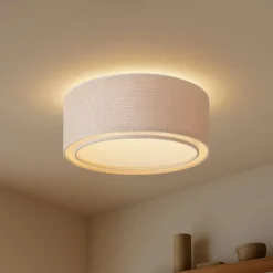 Lindby Deckenleuchte Soula, Ø 60 cm, beige, Kunststoff, E27