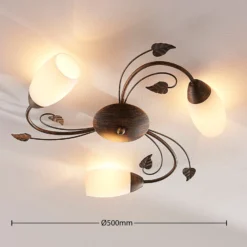 Lindby Deckenleuchte Stefania, 3-flg., Ø 46 cm, schwarz/gold