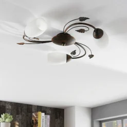 Lindby Deckenleuchte Stefania, 3-flg., Ø 46 cm, schwarz/gold