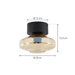 Lindby Deckenleuchte Sylphie, Ø 20 cm, Glas, amber