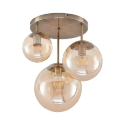 Lindby Deckenleuchte Teeja, amber, 3-flg., Ø47cm, Glas, E27