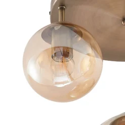 Lindby Deckenleuchte Teeja, amber, 3-flg., Ø47cm, Glas, E27