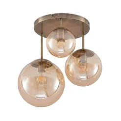 Lindby Deckenleuchte Teeja, amber, 3-flg., Ø47cm, Glas, E27