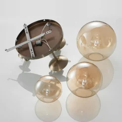 Lindby Deckenleuchte Teeja, amber, 3-flg., Ø47cm, Glas, E27