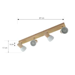 Lindby Deckenleuchte Thorin, 67 cm, 4-flg., weiß, Holz, E14