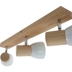 Lindby Deckenleuchte Thorin, 47 cm, 3-flg., weiß, Holz, E14