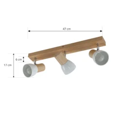Lindby Deckenleuchte Thorin, 47 cm, 3-flg., weiß, Holz, E14